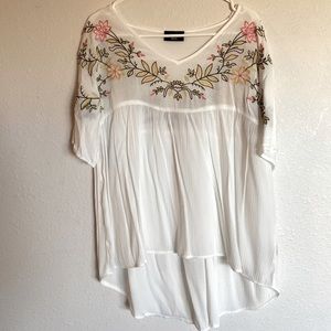 White embroidered babydoll shirt